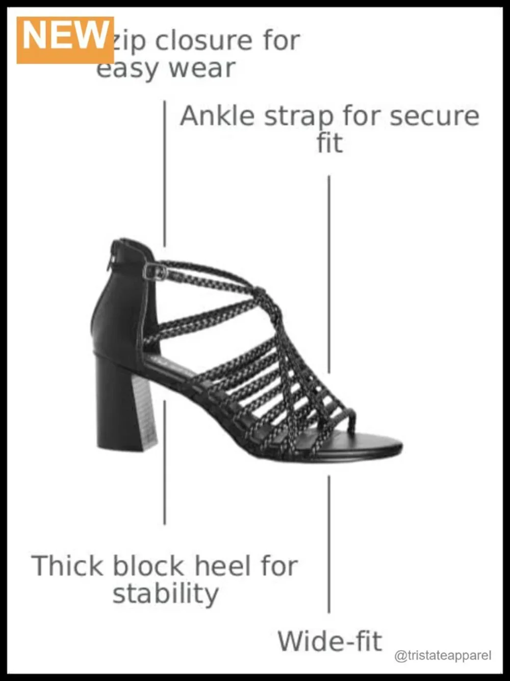 Wide Fit Braided Block Heel Open Toe Zip Pumps